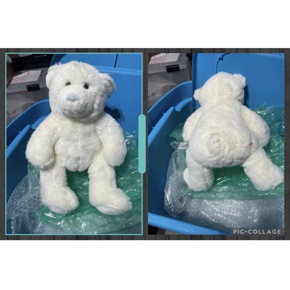 One Vintage Build A Bear Cream/White Teddy Bear #5 Good Condition! - Picture 4 of 4